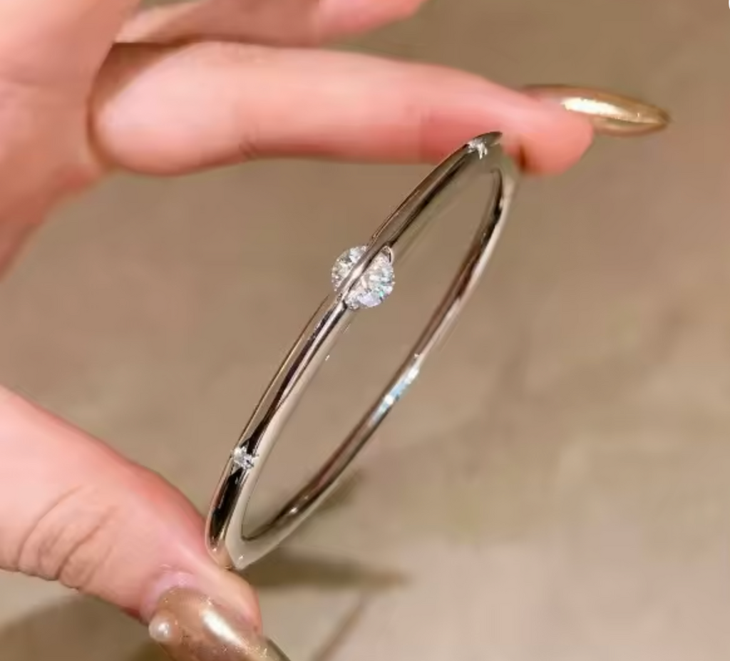 Solitaire Bangle Bracelet for Women