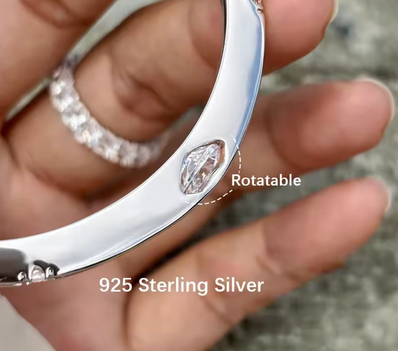 Solitaire Bangle Bracelet for Women