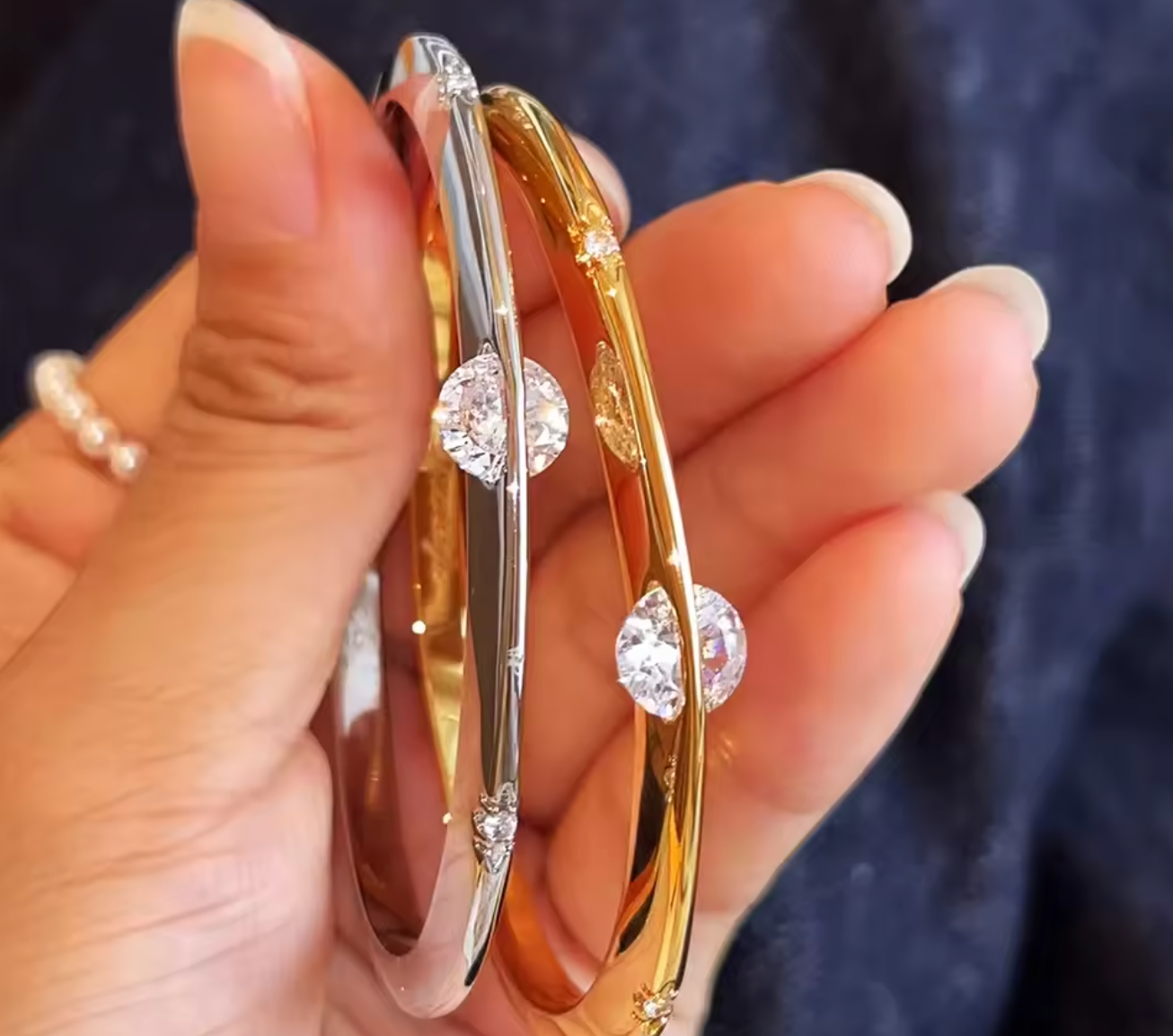 Solitaire Bangle Bracelet for Women