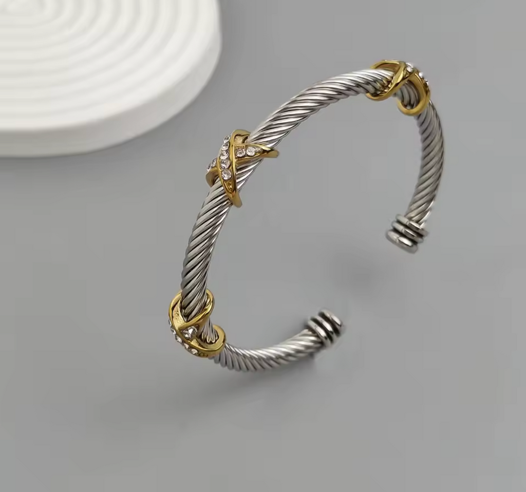 Original Steel Wire Cross Zircon Bracelet for Women