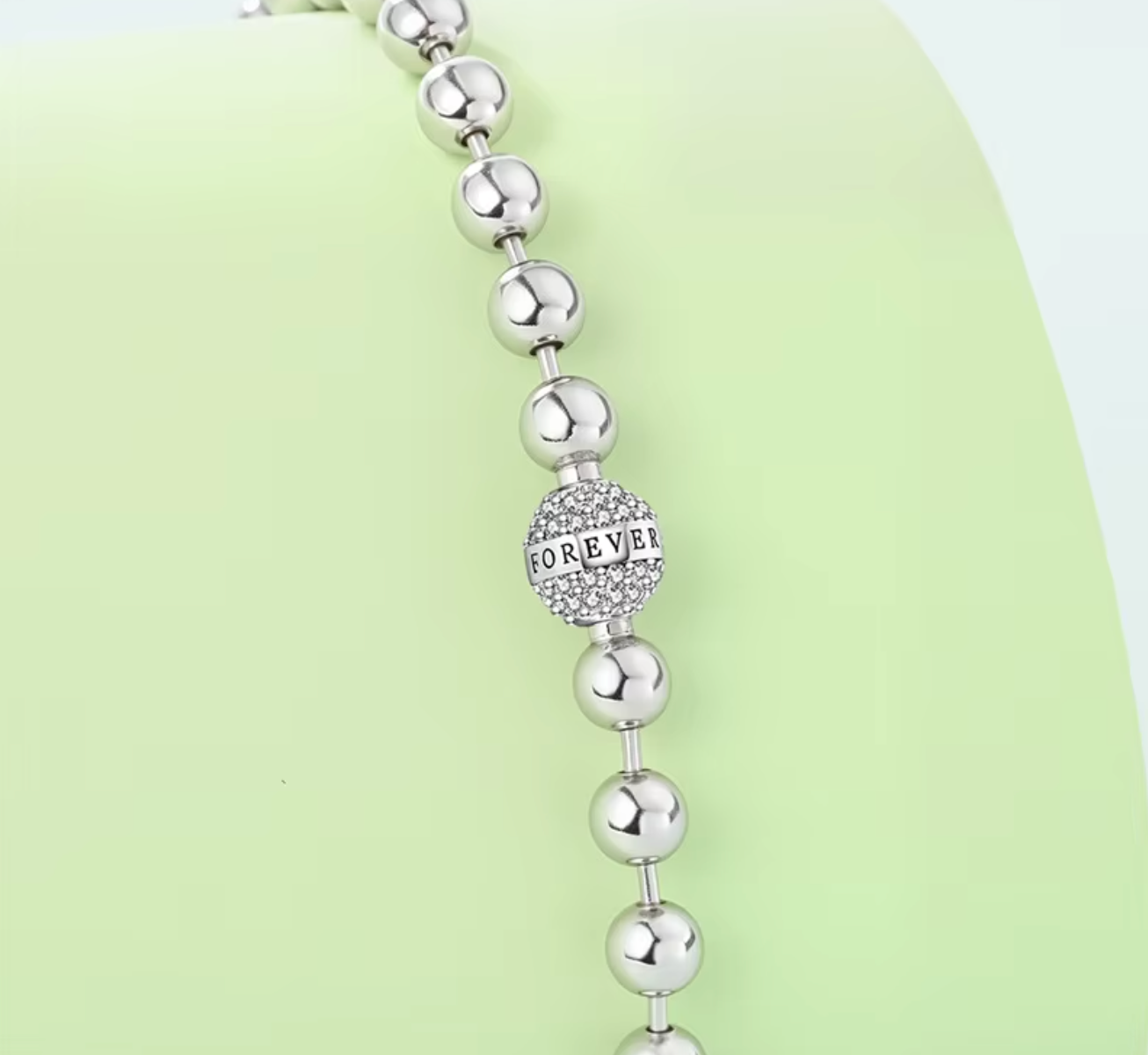 925 Sterling Silver Classic Love Forever Bead Bracelet for Women