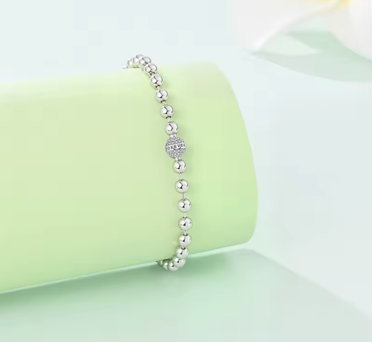 925 Sterling Silver Classic Love Forever Bead Bracelet for Women
