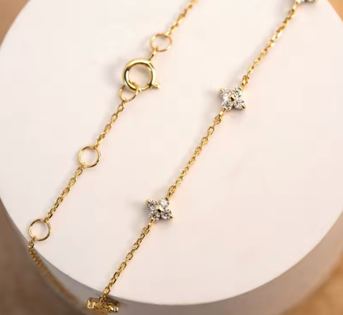 925 Sterling Silver Plated 18K Gold Zircon Flower Bracelet for Women