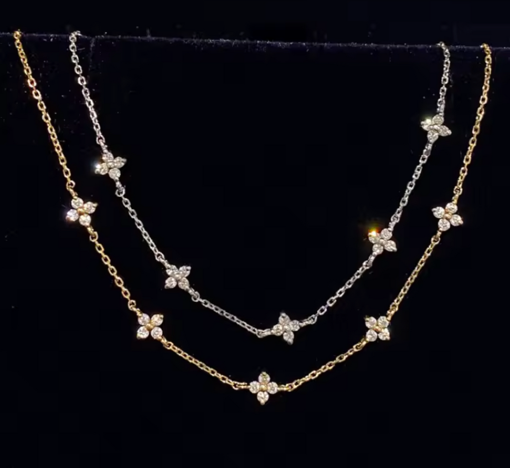 925 Sterling Silver Plated 18K Gold Zircon Flower Bracelet for Women