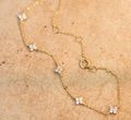 925 Sterling Silver Plated 18K Gold Zircon Flower Bracelet for Women