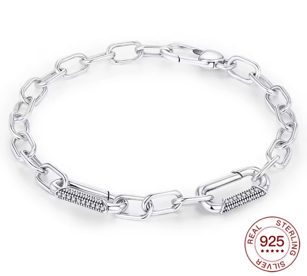 925 Sterling Silver Paperclip Chain Bracelet for Women