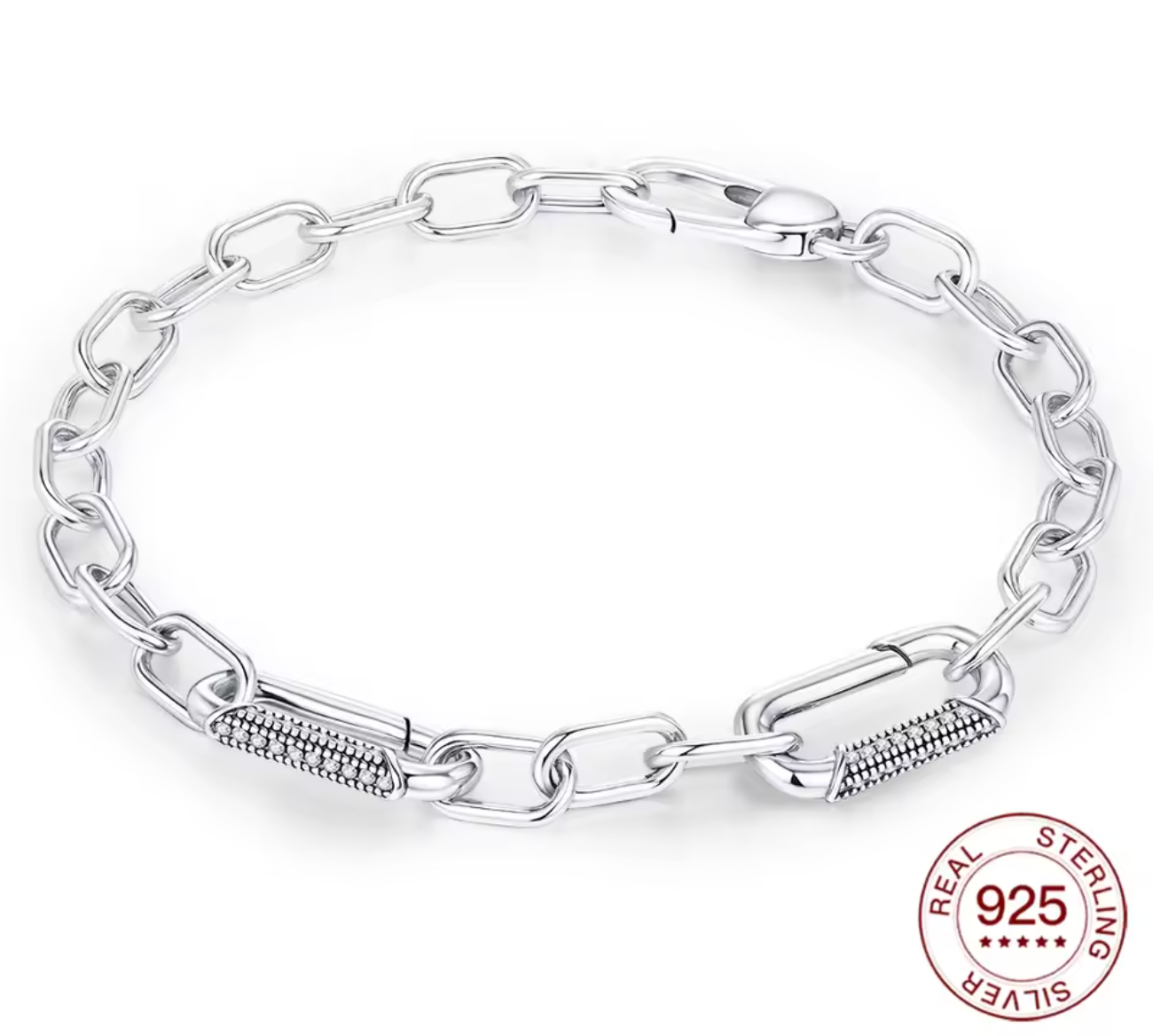 925 Sterling Silver Paperclip Chain Bracelet for Women