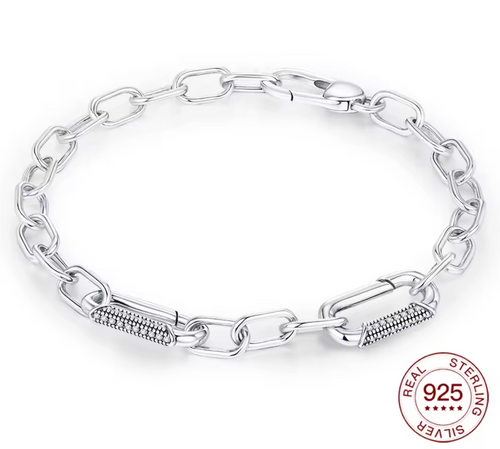 925 Sterling Silver Paperclip Chain Bracelet for Women