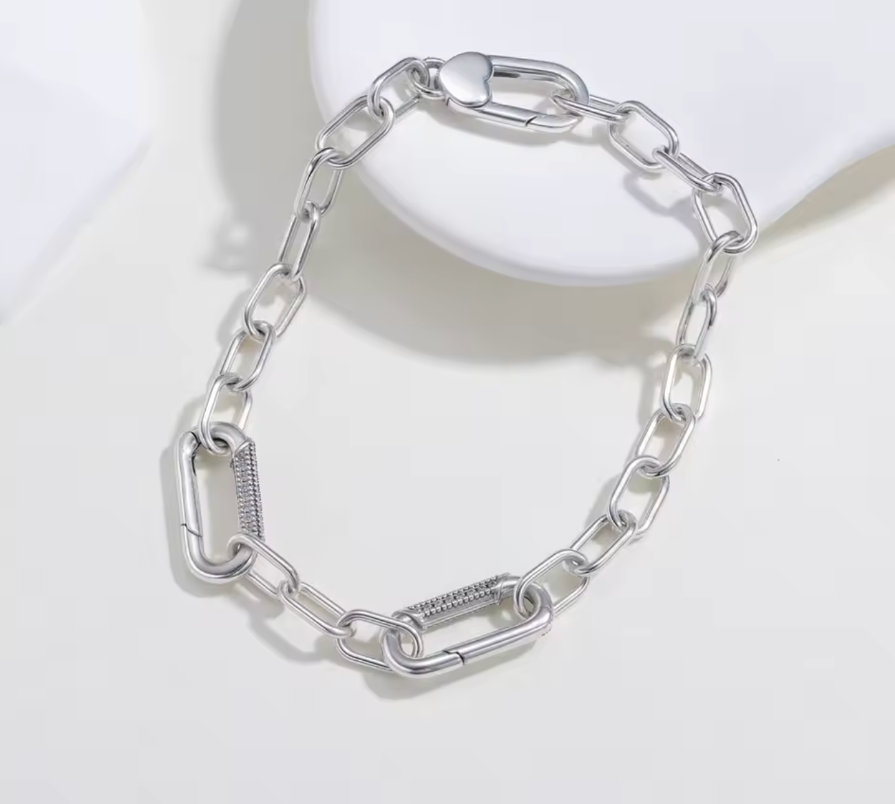 925 Sterling Silver Paperclip Chain Bracelet for Women