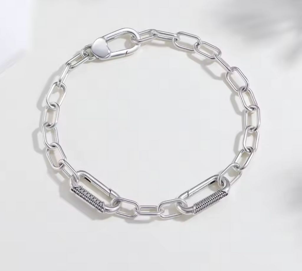925 Sterling Silver Paperclip Chain Bracelet for Women