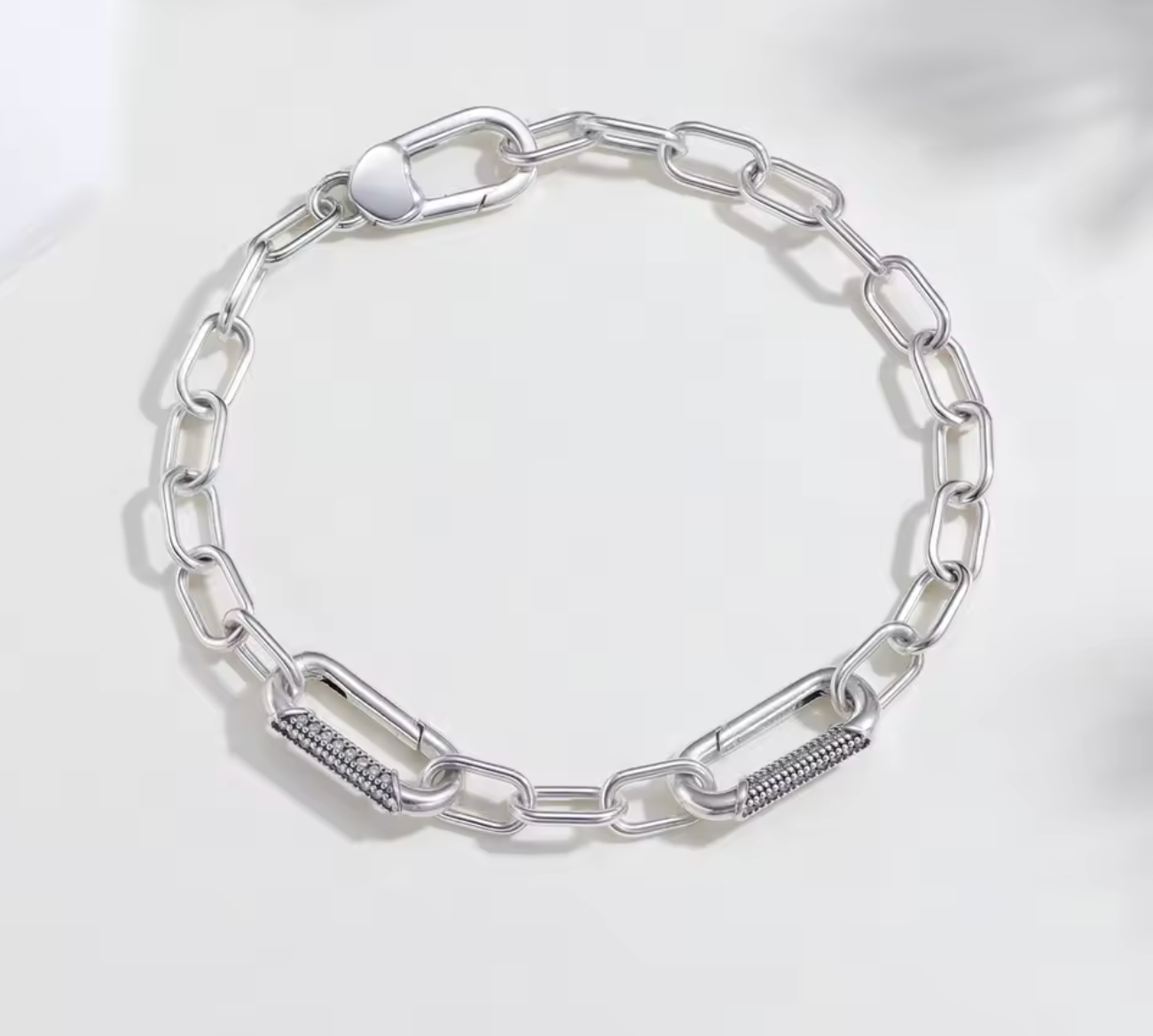 925 Sterling Silver Paperclip Chain Bracelet for Women