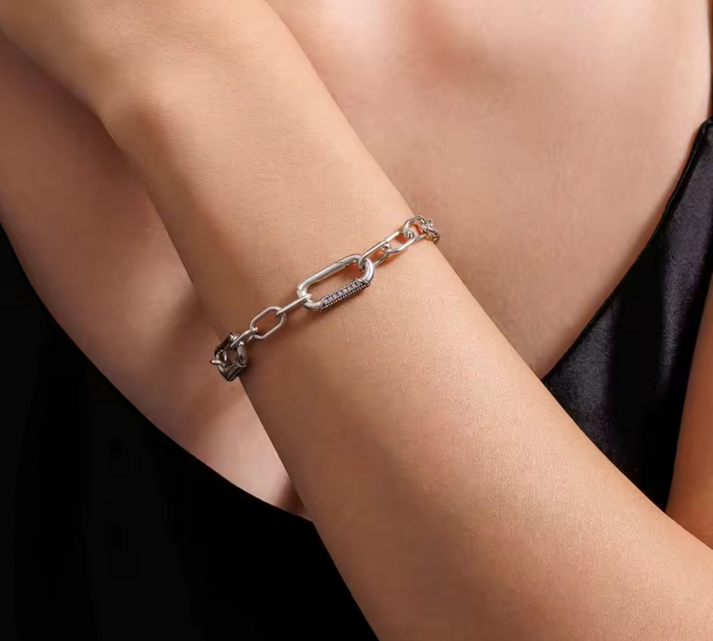 925 Sterling Silver Paperclip Chain Bracelet for Women